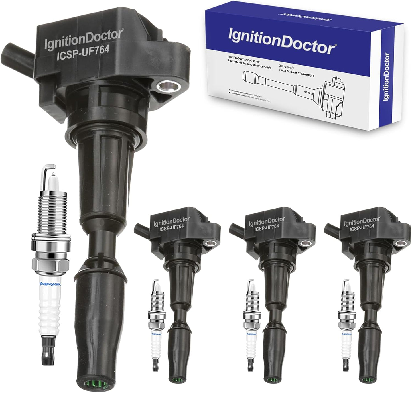 Set of 6 Iridium Spark Plug Ignition Coil Compatible with Avenger Grand Caravan Dodge Journey Jeep Wrangler Chrysler 200 300 Town & Country RAM 1500 2500 3500 Durango 3.6L V6 UF648 9407