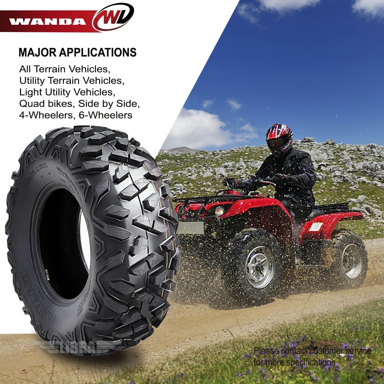 WANDA Set of 4 Radial ATV Tires 26x9R12 & 26x11R12 for 2017 Polaris Ranger 1000 Crew/XP