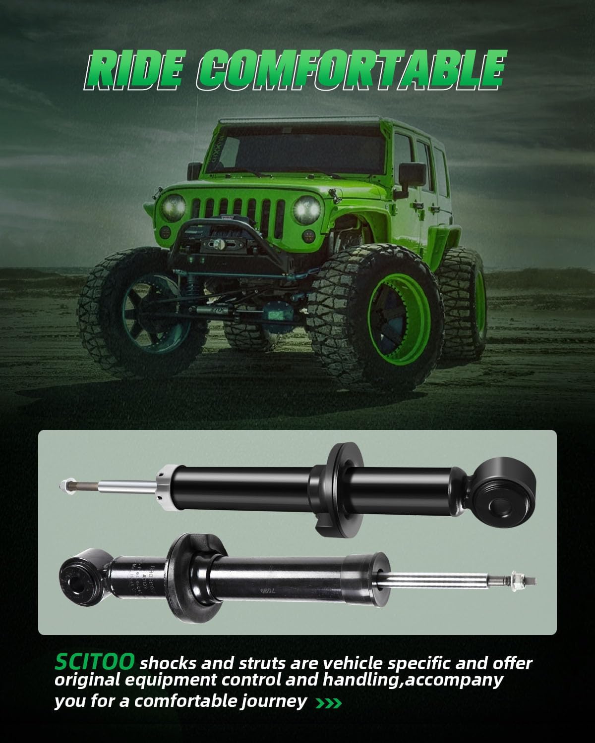 SCITOO Full Set Shocks for Expedition, Shocks Absorbers and Struts Fits 2007 2008 2009 2010 2011 2012 2013 for Ford Expedition,2007-2014 for Lincoln Navigator Amortiguadores