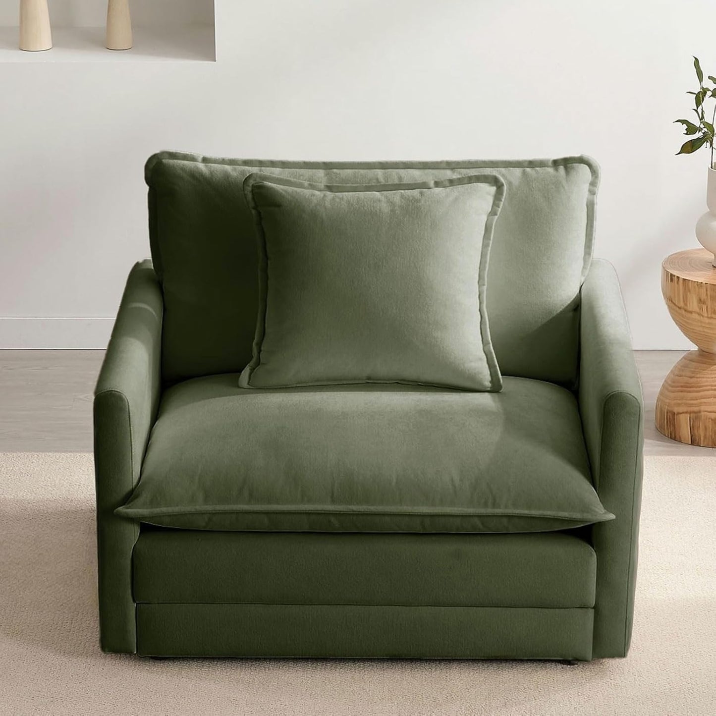 Chenille Oversized Accent Chair - 39”W Big Comfy Reading Chair, Modular Cloud Chair, Cozy Armchair for Living Room, Bedroom, Kids Room, Family Room, Reading Nook, Sage Green