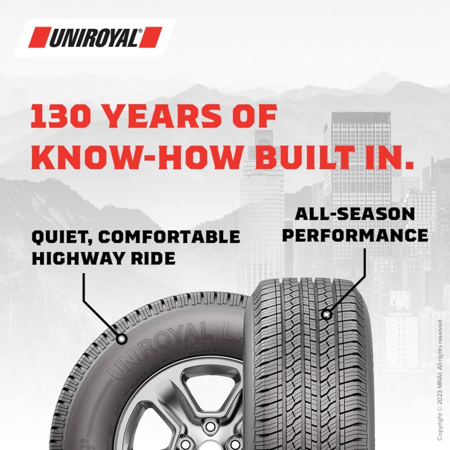 Uniroyal Laredo HT Car Tire for Light Trucks, SUVs, and Crossovers - 235/75R15/XL 109T