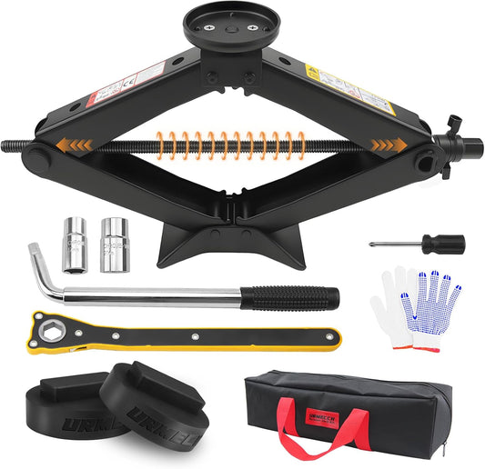3-Ton Scissor Jack Kit for BMW & MINI with Rubber Jack Pads, Car Spare Tire Repair Tool Kit for BMW with Scissor Jack, Tire Changing Tools for BMW with Telescoping Lug Wrench (17/19/21/23mm)