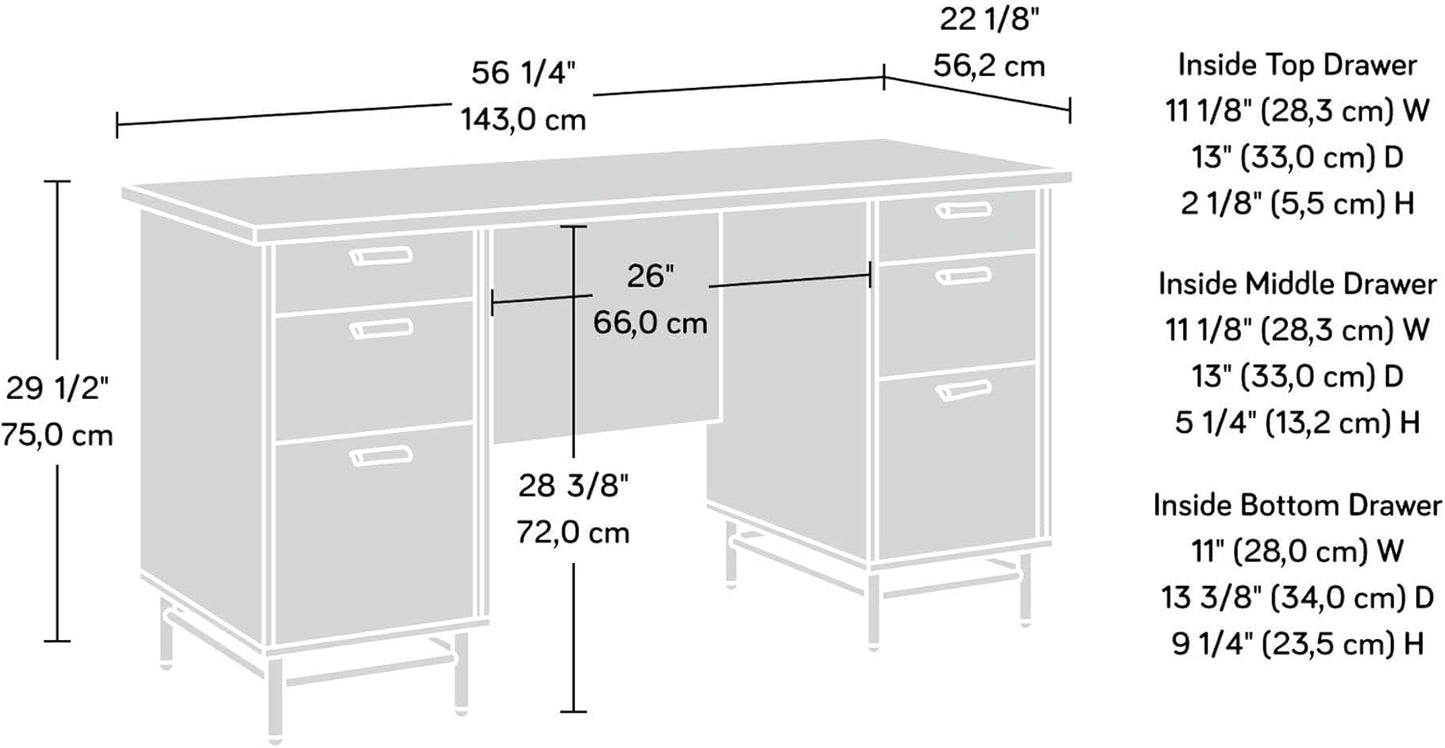 Sauder Anda Norr Executive Desk, Sky Oak Finish