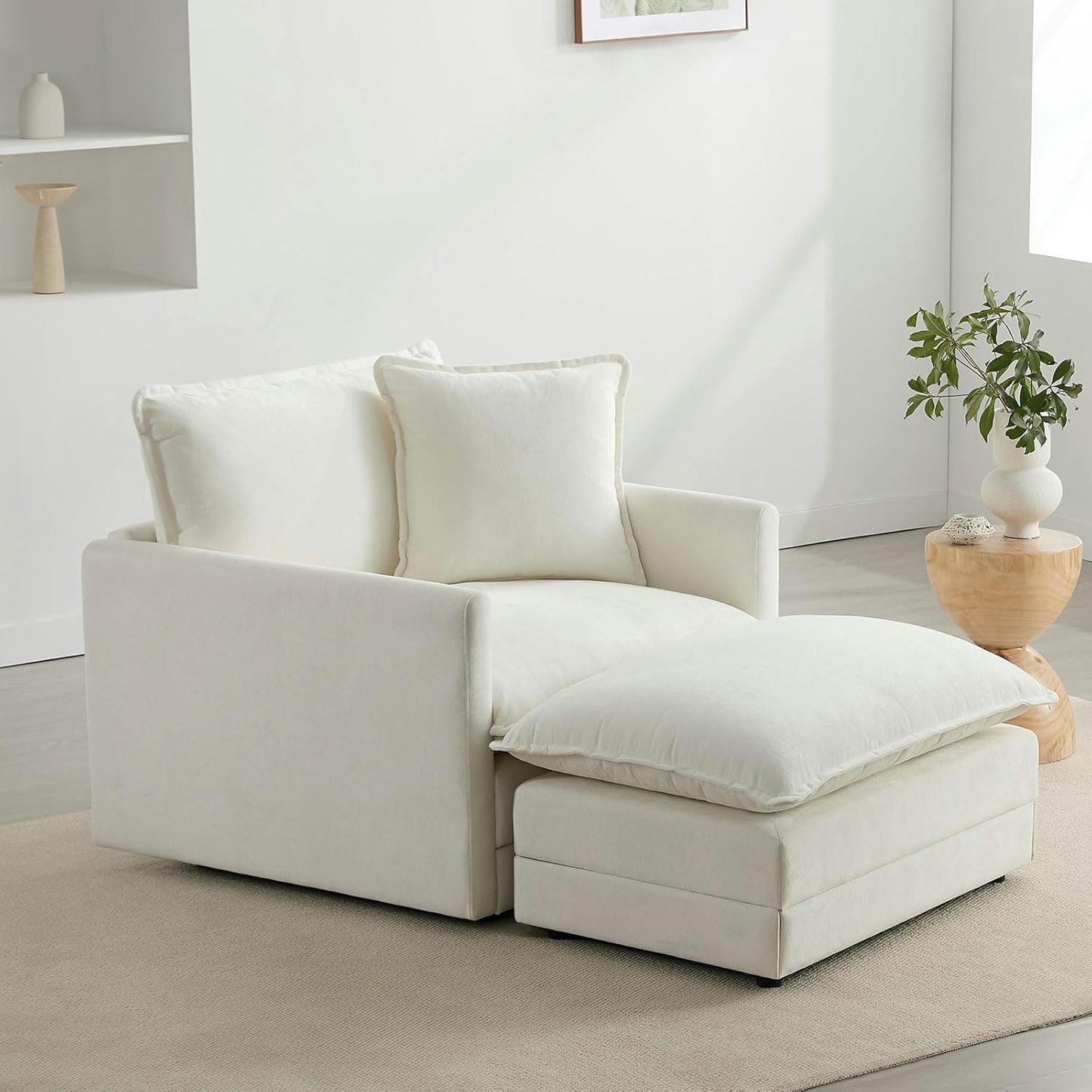 Chenille Oversized Accent Chair - 39”W Big Comfy Reading Chair, Modular Cloud Chair, Cozy Armchair for Living Room, Bedroom, Kids Room, Family Room, Reading Nook, Sage Green