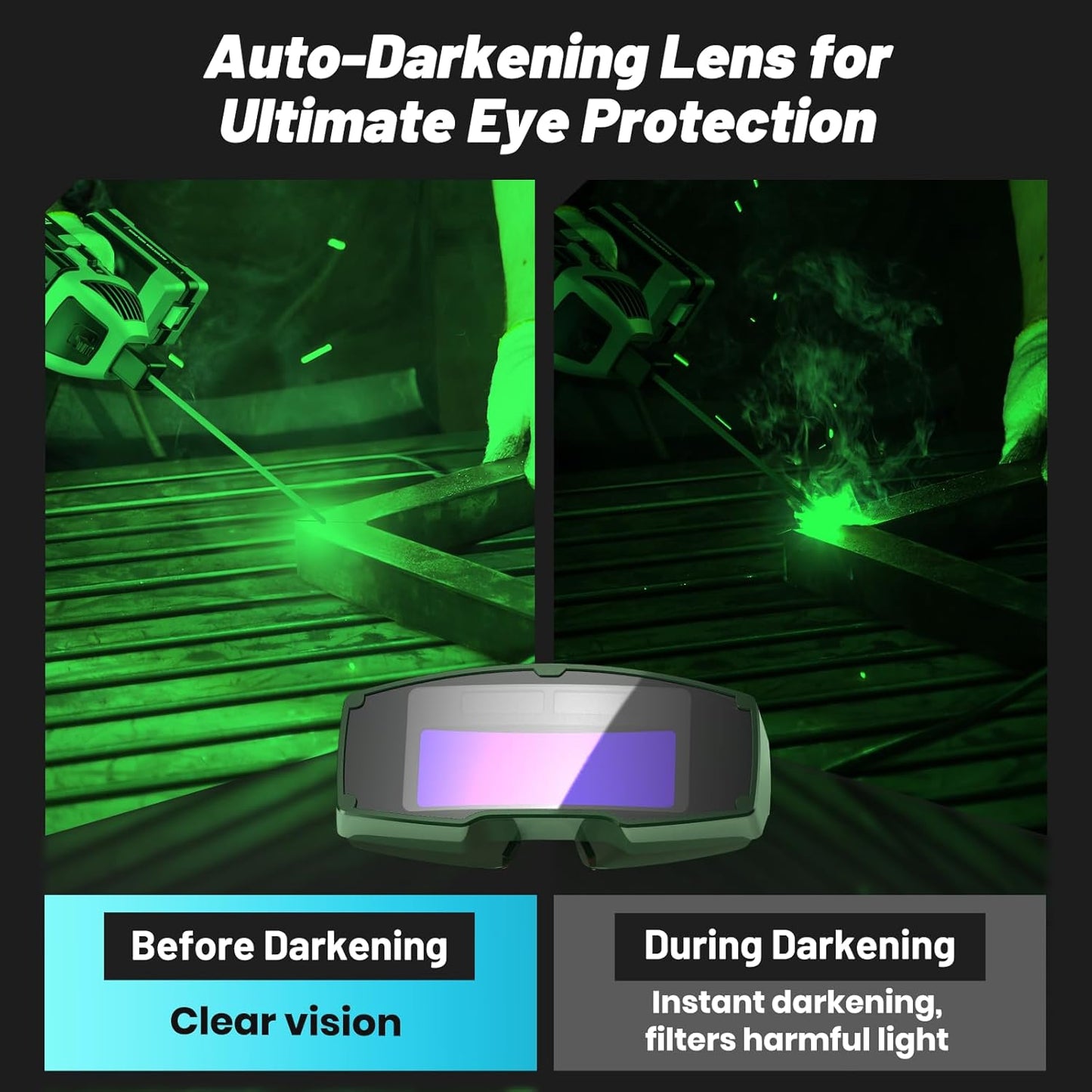 Seesii Handheld Welder,110V 120A Portable Welding Machine with True Color Auto Darkening Welding Goggles and Welding Chipping Hammer, Suitable for 3/64"-1/8" Welding Rods, Portable ARC Welder Gun