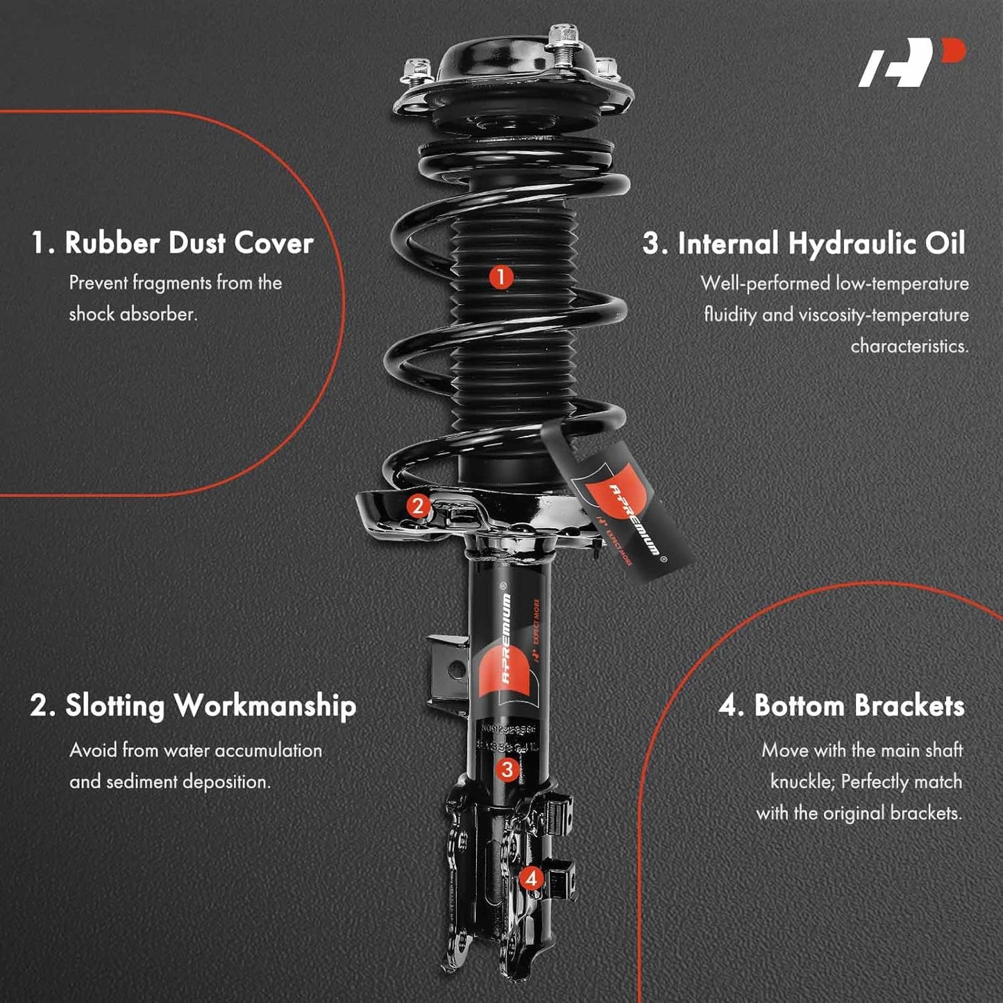 A-Premium Front Complete Strut & Coil Spring Assembly Compatible with Hyundai Veloster 2013 2014 2015 2016 2017, 2-PC Set
