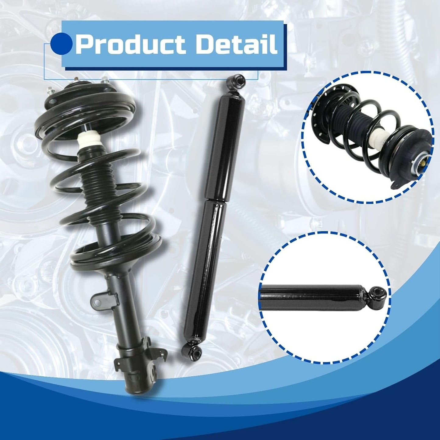 Shocks and Struts - Set (4) Front Rear Strut Shocks Kit, Shock Absorber Suspension Strut Brhaspatip for Cadillac Escalade 2007-2014 for Cadillac Escalade EXT 2007-2013