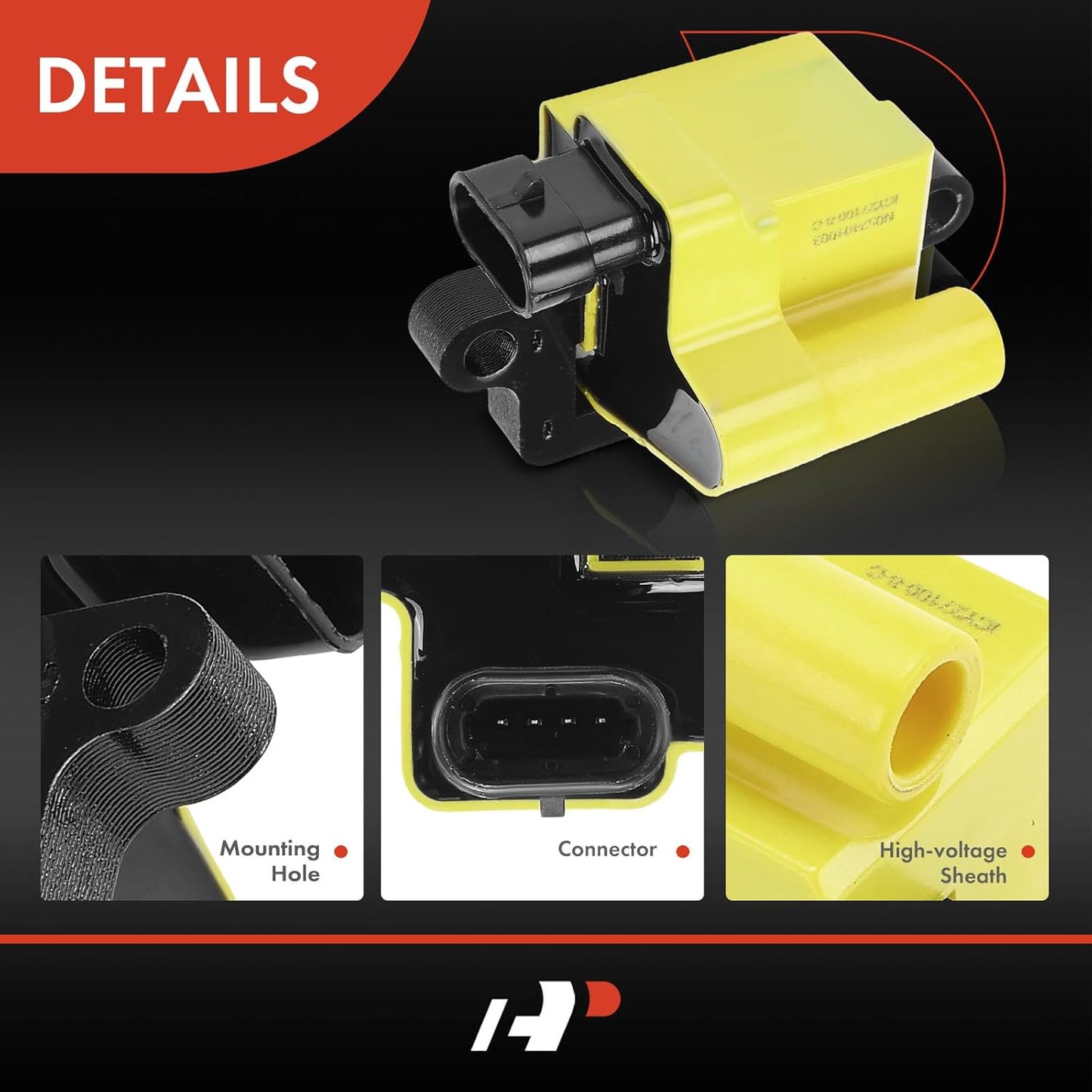 A-Premium (Yellow) Engine Ignition Coil Pack Compatible with Chevy Silverado 1500, Tahoe, Suburban, Express & GMC Sierra 3500 Classic, Yukon, Savana & Cadillac Escalade & Workhorse & Isuzu, 8-PC Set