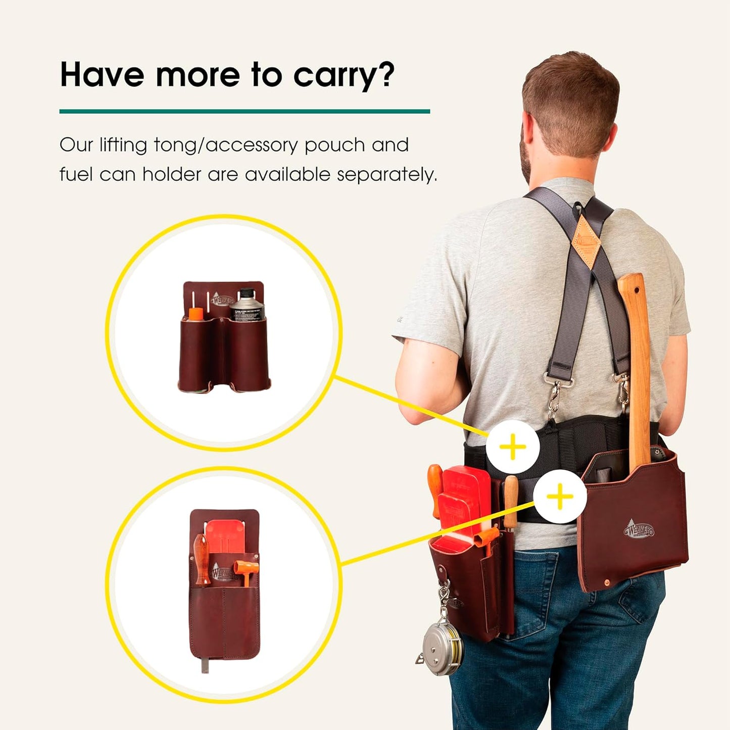 Weaver Arborist Leather Logging Belt Kit, Latigo Leather Tool Belt with Suspenders, Arborist Accessory, Women and Men’s Tool Belt for Waist sizes 30”-52"