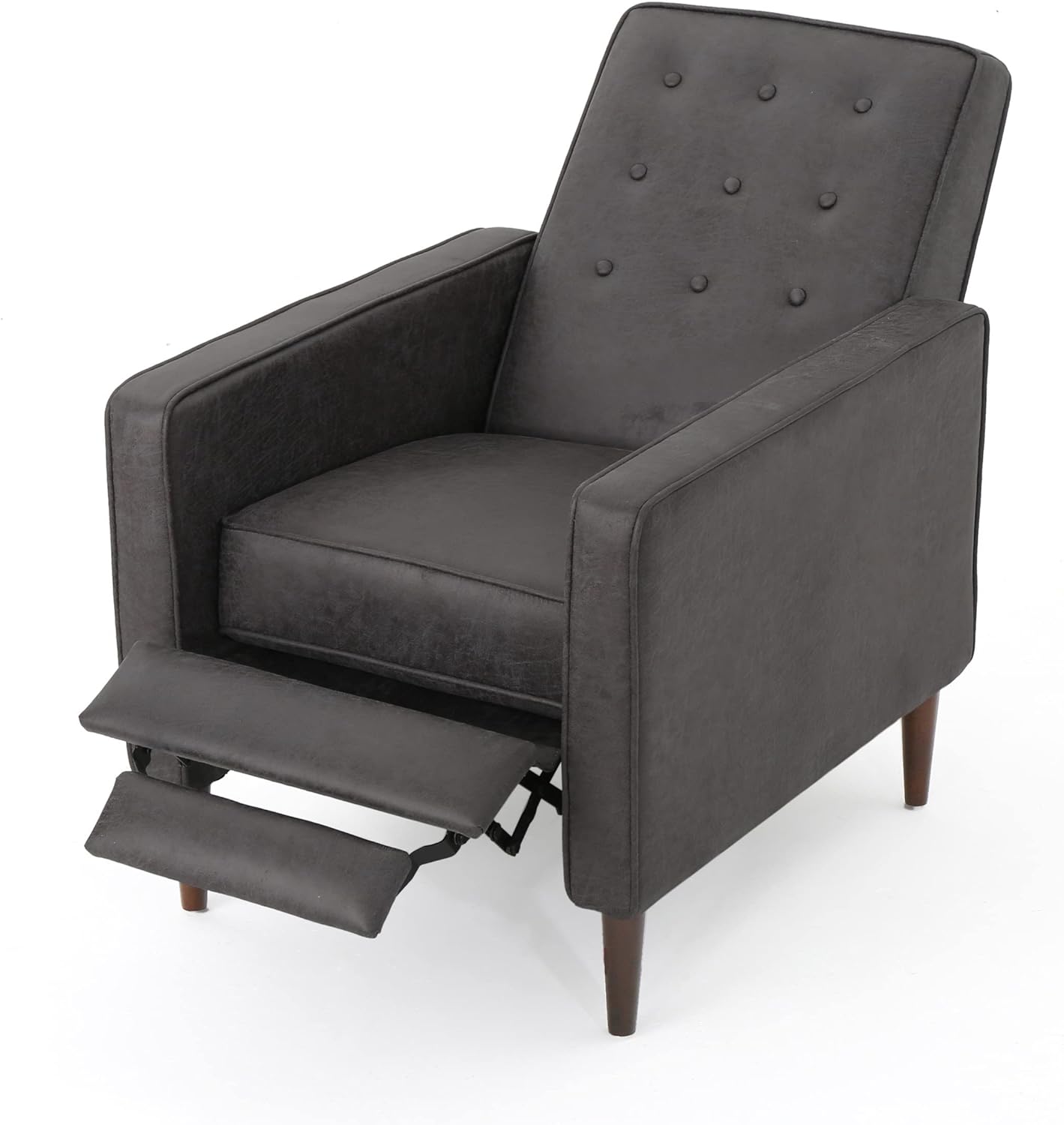Christopher Knight Home Mervynn Mid-Century Modern Microfiber Recliner, Slate / Dark Espresso