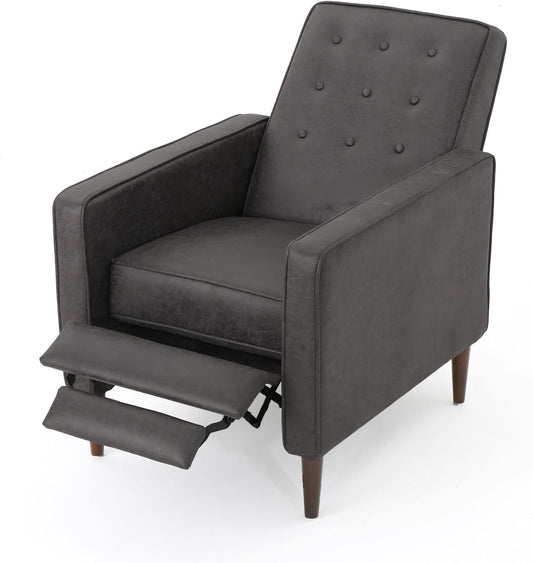 Christopher Knight Home Mervynn Mid-Century Modern Microfiber Recliner, Slate / Dark Espresso