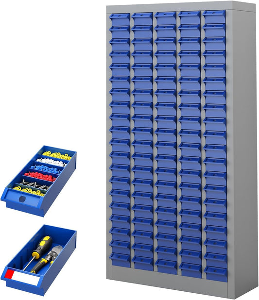 100 Drawers Part Cabinet Chest, Bolt Nut Tool Storage Documents with ABS Material Drawer for Hardware Organization Equipment Shelves Garage Workshop Office Supplies, Grey