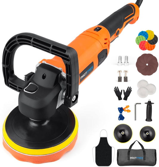 Buffer Polisher,1600W 7 Inch/6 Inch Rotary Buffer Polisher Waxer, 8 Variable Speeds 500-3500 RPM,Car Buffers and Polishers Kit, Detachable Handle for Car, Boat, Polishing, Waxing