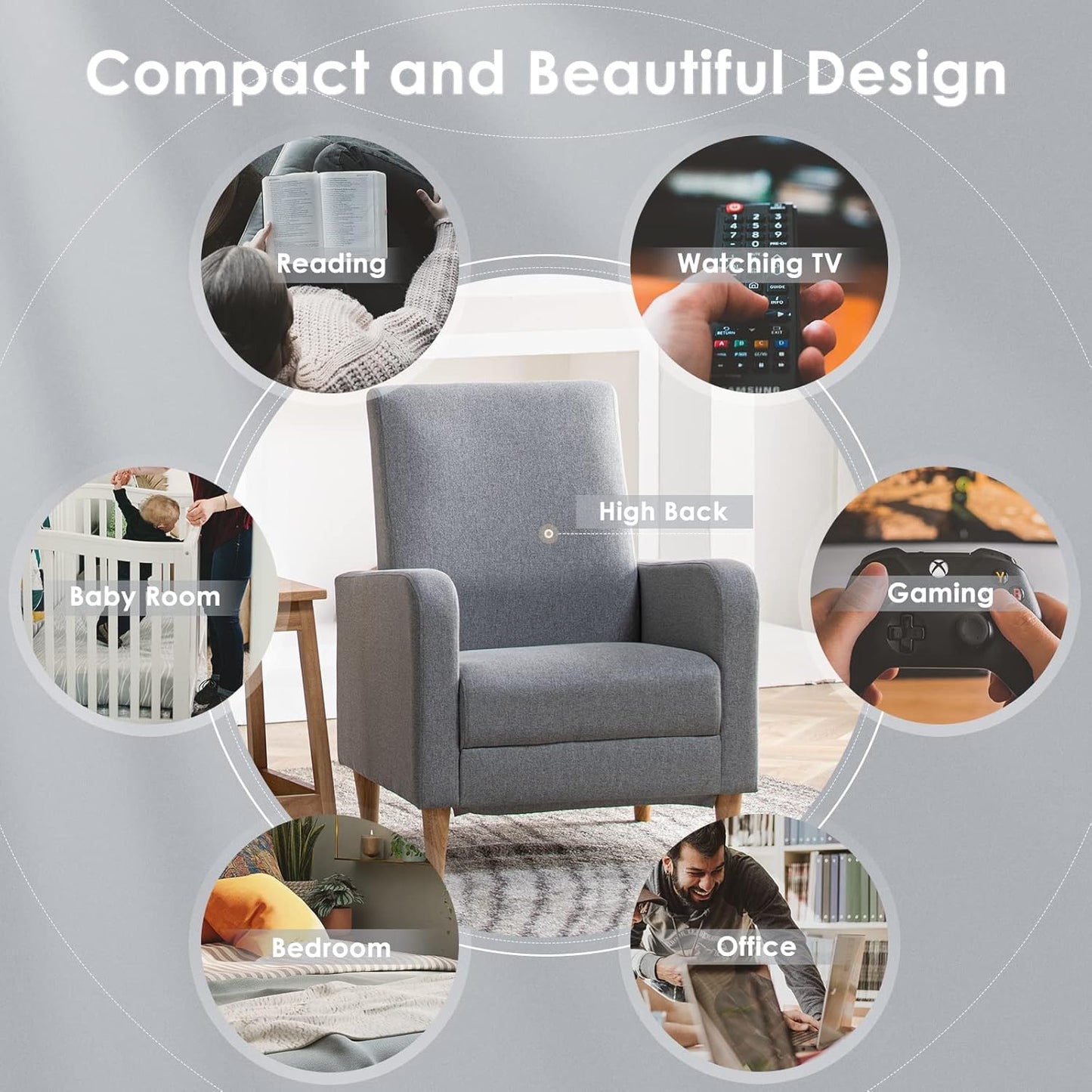 COLAMY B248-Light Grey-2Sets Accent Chair for Living Room, 2pcs, Light Grey