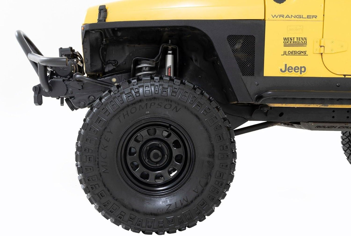 Rough Country Daytona Steel Wheel - 16x8, 5x4.5" Bolt Pattern, 6mm Offset, 10-Slot D-Window Design, Gloss Black