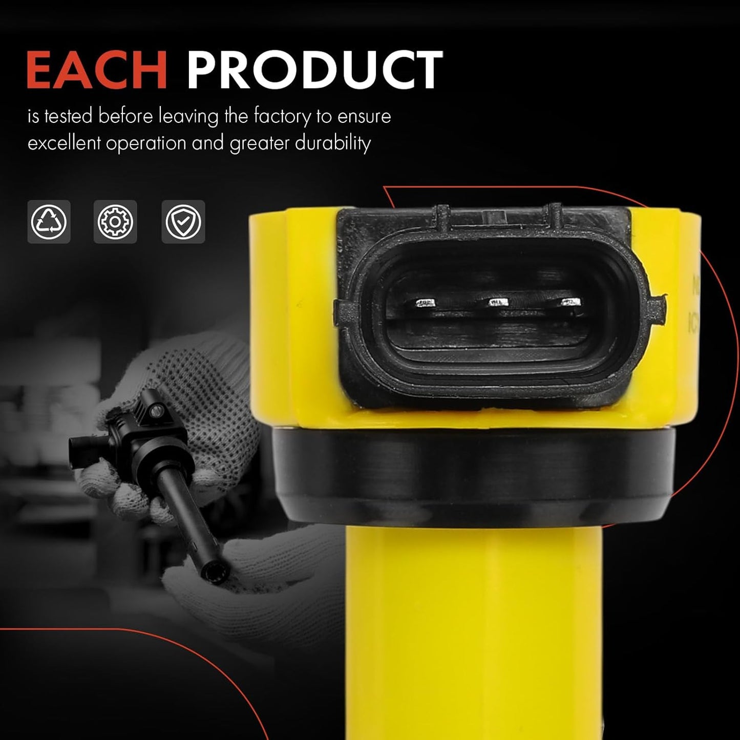 A-Premium (Yellow) Engine Ignition Coil Pack Compatible with Mitsubishi Outlander 2008-2013, Lancer 2008-2017, Outlander Sport 2011-2017, RVR 2011-2015, 4-PC Set