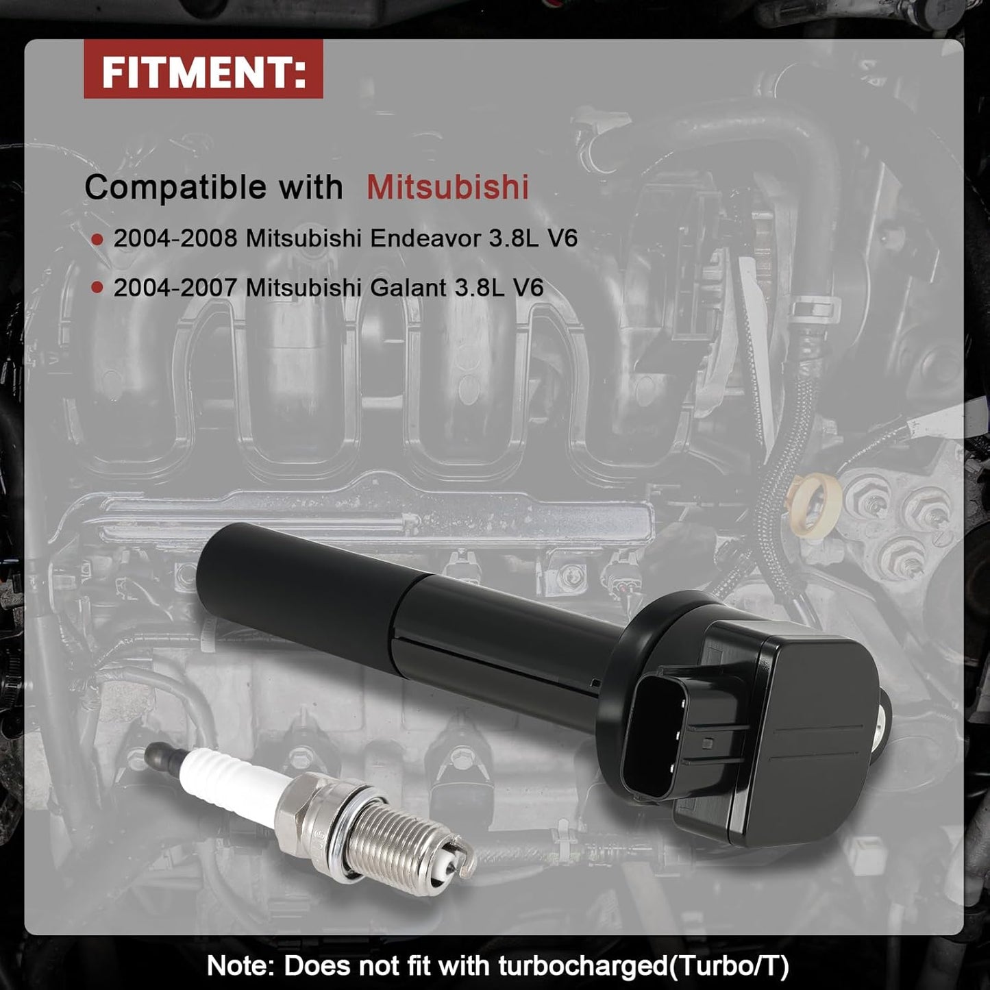 UF481 Ignition Coil Pack and Iridium Spark Plugs Set of 6 Compatible with Mitsubishi Endeavor 2004-2008, Galant 2004-2007 3.8L V6,Replace#,19005287,1832A070,MN187373
