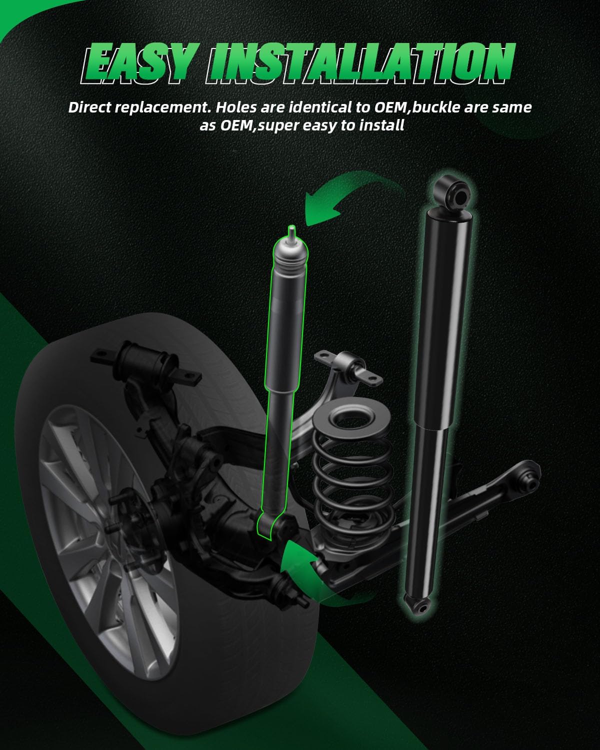 SCITOO Rear Pair Shock Absorbers Struts Compatible with 1990-1996 for Ford for F-150 1989-2011 for Ranger, 1994-2007 for Mazda for B3000 1994-2009 for B4000, Replace 344079 37014 Shocks