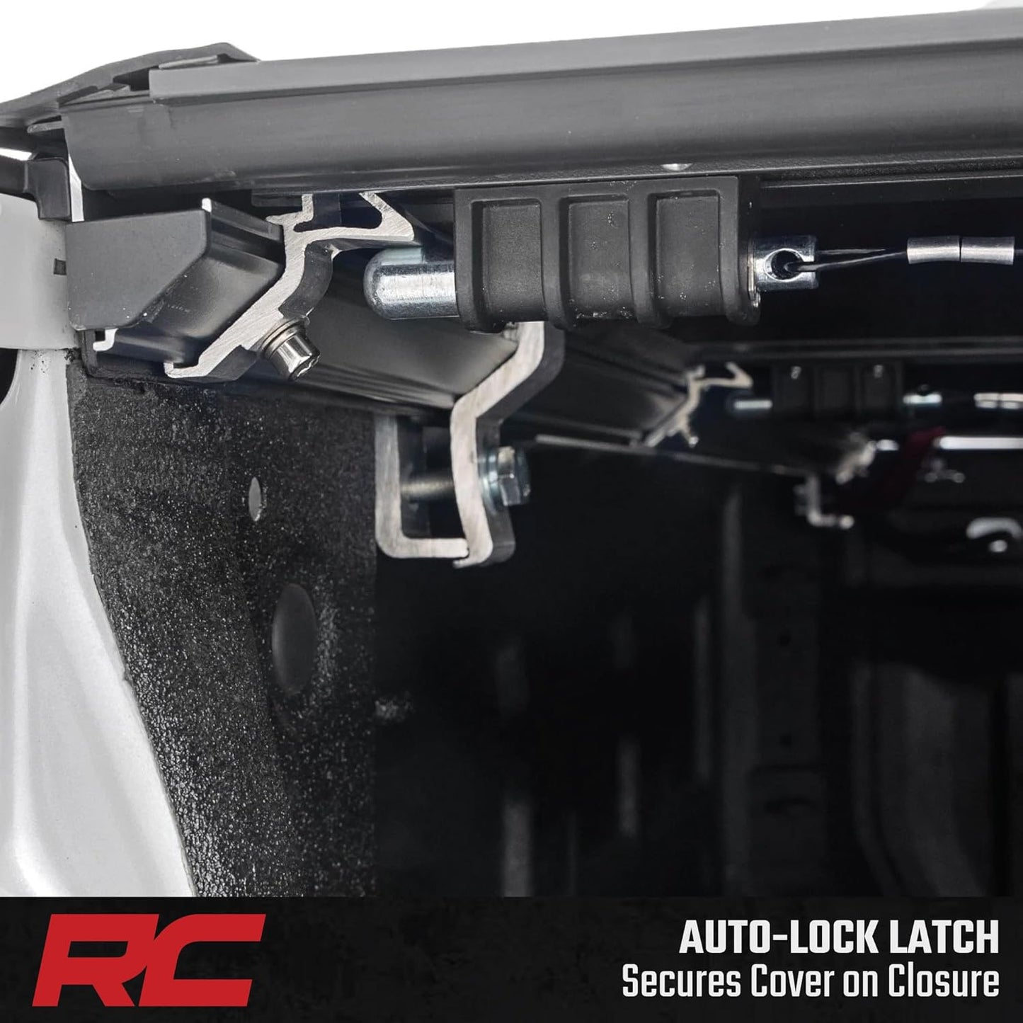 Rough Country Hard Tri-Fold Tonneau Cover for Chevy Silverado & GMC Sierra 1500 (2019-2025) - Low-Profile Aluminum Truck Bed Cover, Fits 5'10 Bed (69.9")