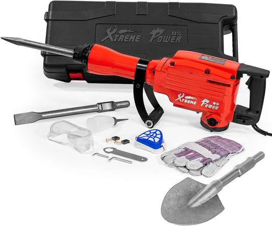 XtremepowerUS 2200W Electric Demolition Jack Hammer Concrete Breaker Punch Drill Chisel & Shovel Digging Bits w/Case