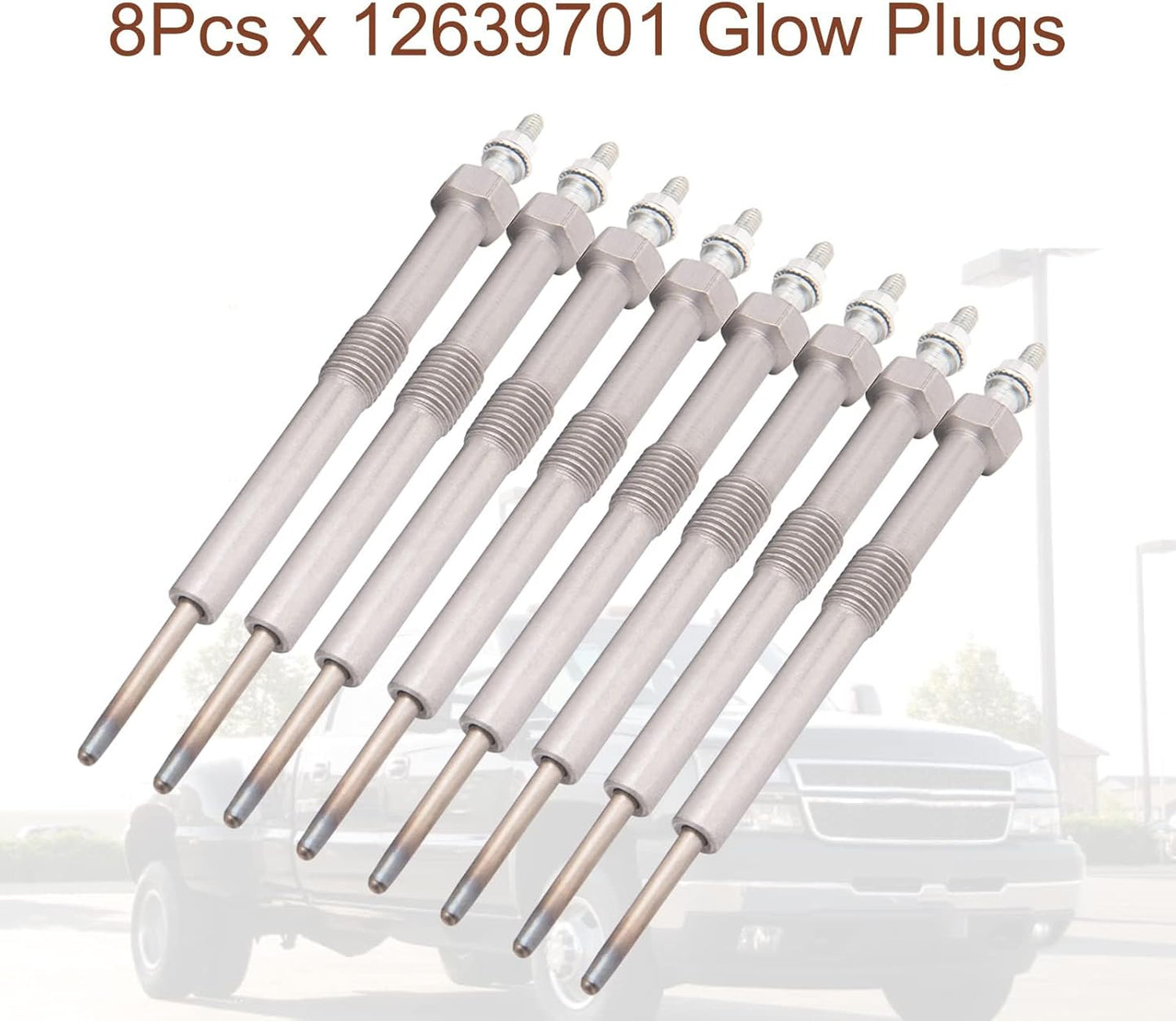 8PCS Diesel Glow Plug, 9G Engine Ignition Part, Replacement for Chevy & GMC LBZ LGH LLY LML LMM Duramax 6.6L, 2006-2016 Silverado, Savana, Sierra, Express, Part # 12639701, 97364968