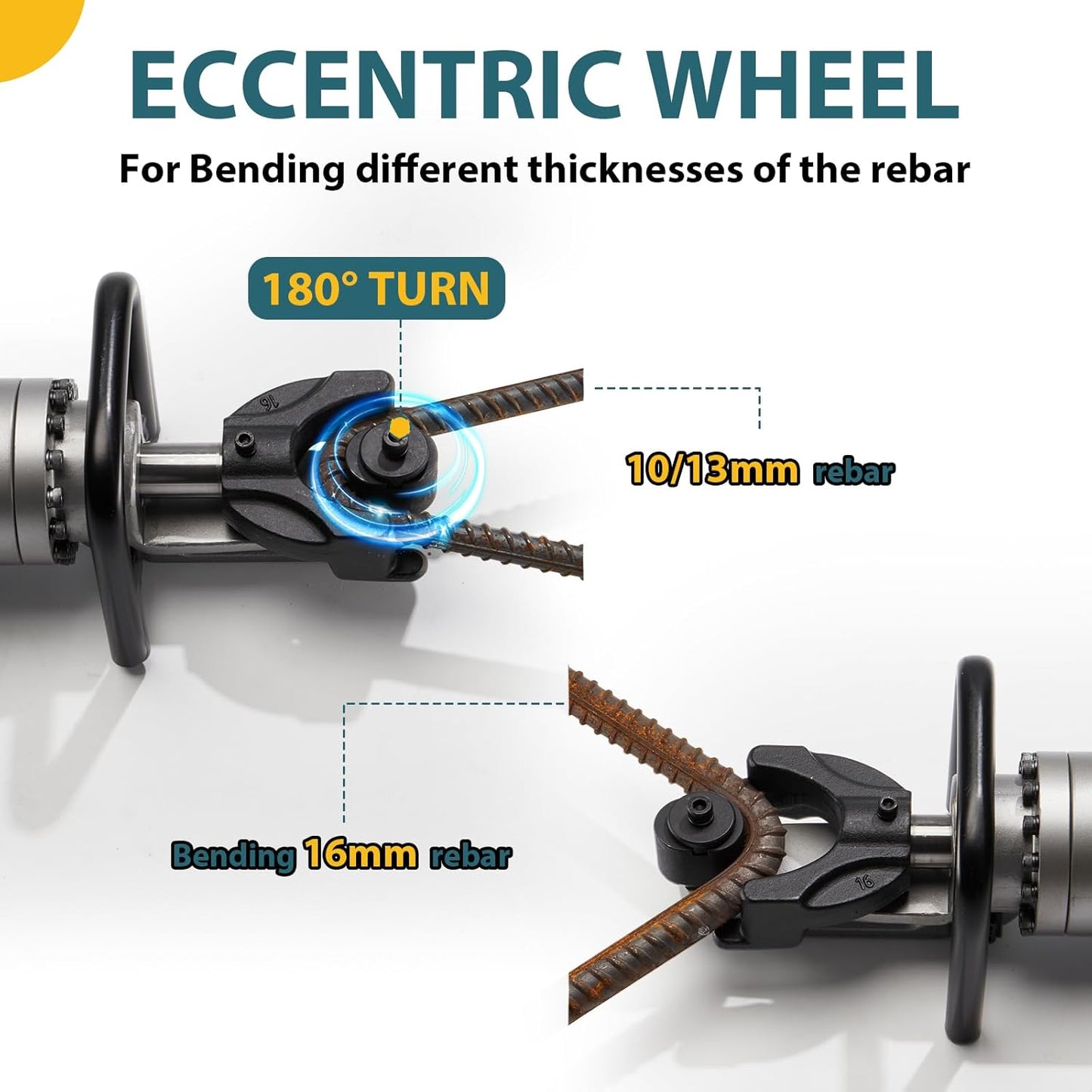 5/8" Electric Hydraulic Rebar Bender 1100W Portable Hydraulic Rebar Bending Machine [TÜV Rheinland North American Certificated] 6-16 mm Rebar within 2-2.5s Easy Bending Rebar Steel Bar HRB16