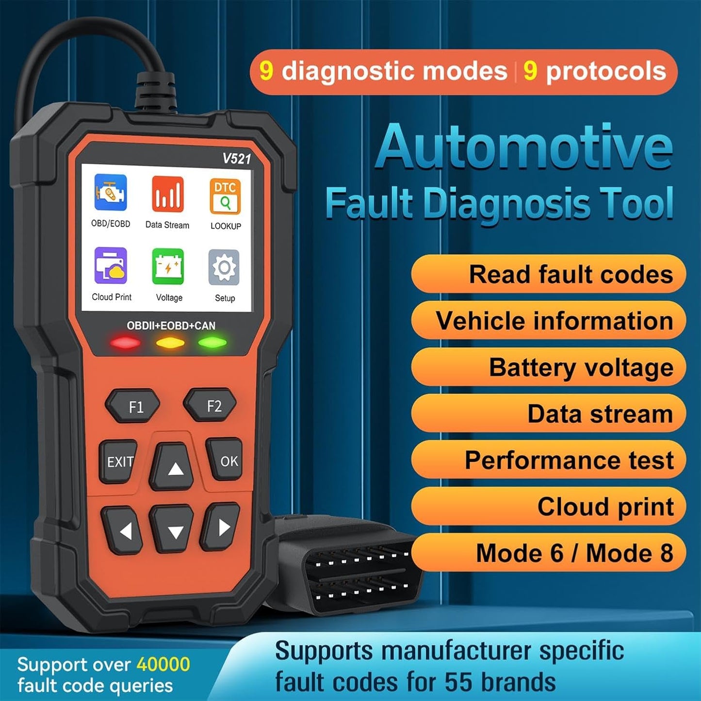 Vehicle Code Reader Auto Obd2 Scanner Diagnostic Tool for car Vehicle Error Code Reader Small car Check Engine Light Tools fixd Fault with Reset Automotive (fit car After 1996 Year)