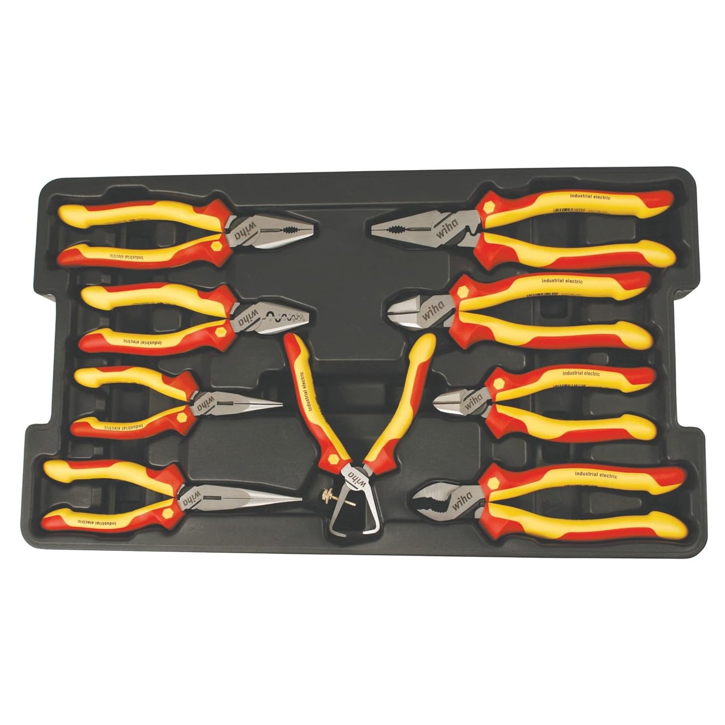 Wiha 32999 Insulated Industrial Pliers & Cutters Set, 9 Piece