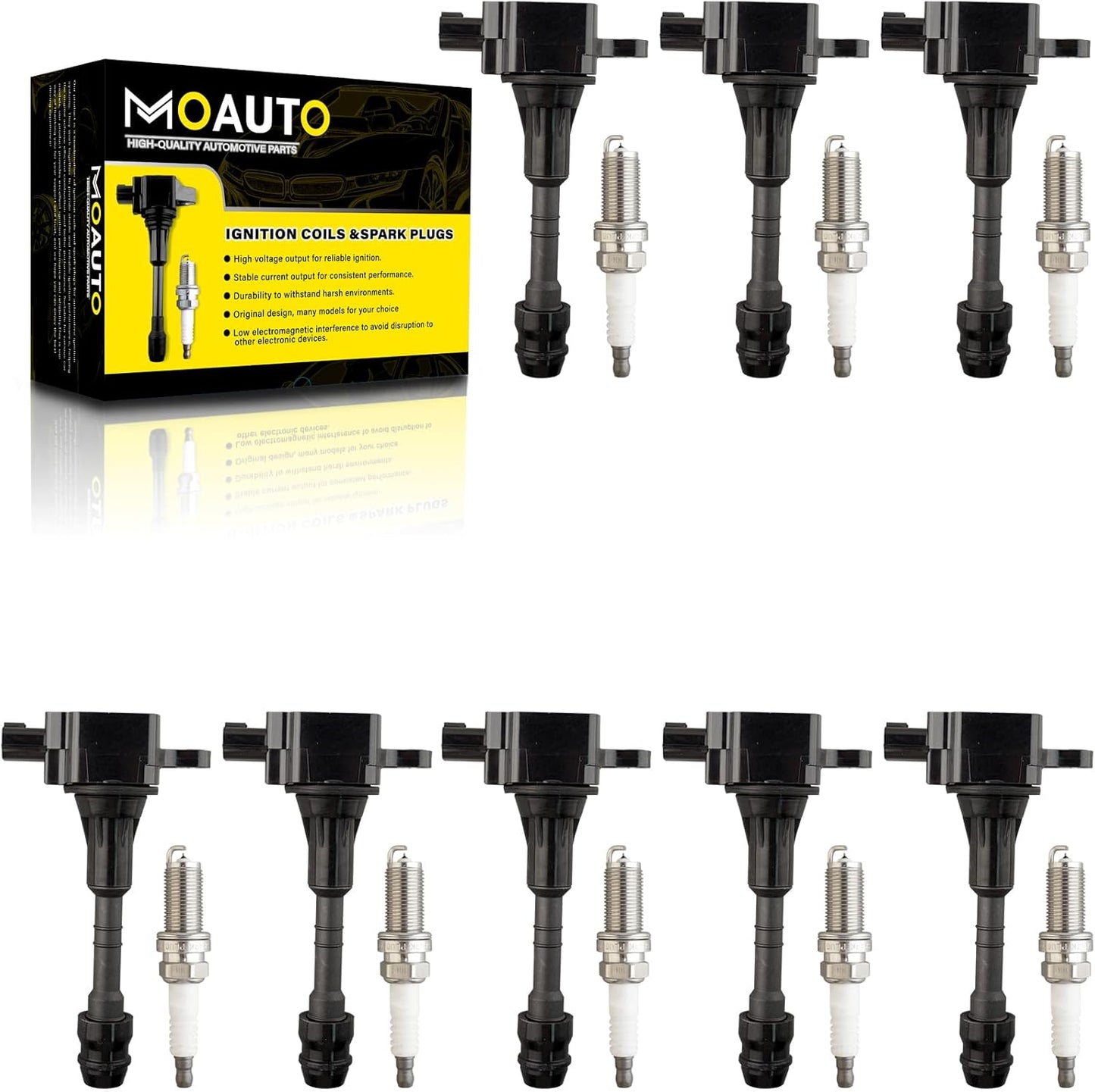 Set of 6 Ignition Coils Pack UF750 12138643360 & 6 PCS Iridium Spark Plugs Compatible with BMW 340i GT 540i X3 740i 640i xDrive M240i X4 Mini Cooper Clubman - 1.5L 3.0L L3 L6