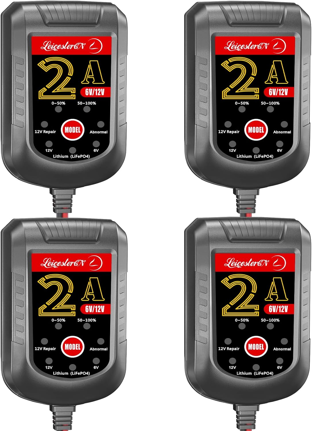 [2-Pack] 2A Trickle Battery Charger Automatic Maintainer 6V 12V Smart Float Charger for Automotive Car Motorcycle Lawn Mower Tractor SLA ATV AGM Gel Cell Lead Acid Batteries