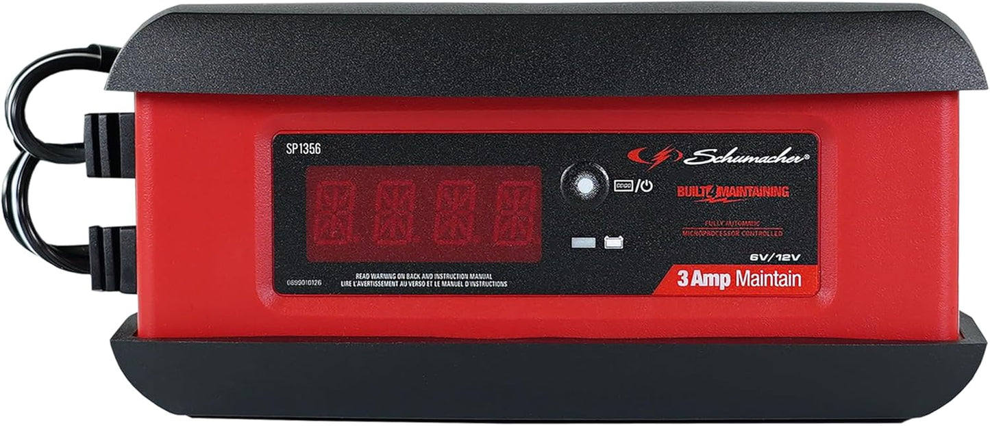 Schumacher Electric 3A Car Battery Charger and Maintainer, 3-in-1 Solution, for 6V\/12V Power Sport, Automotive, and Marine Batteries, SP1356