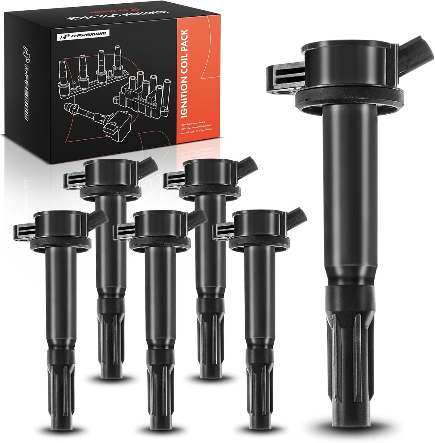 A-Premium Engine Ignition Coil Packs Compatible with Ford Fusion 2006-2012 Escape Mercury Mariner Milan Lincoln Zephyr Mazda Tribute V6 3.0L 6-PC Set