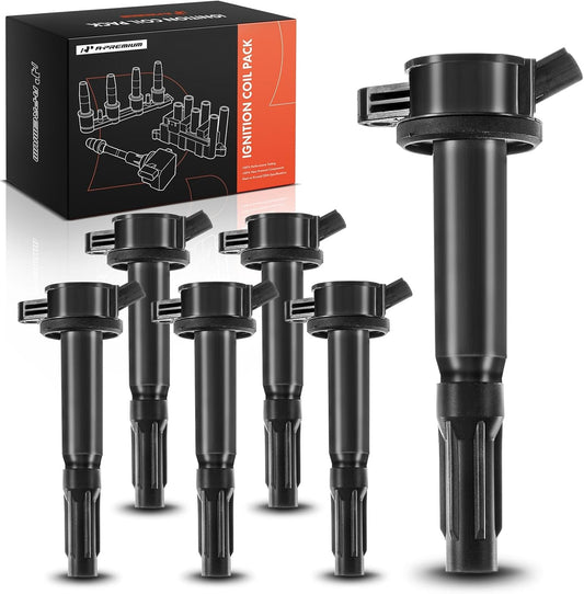 A-Premium Engine Ignition Coil Packs Compatible with Ford Fusion 2006-2012 Escape Mercury Mariner Milan Lincoln Zephyr Mazda Tribute V6 3.0L 6-PC Set