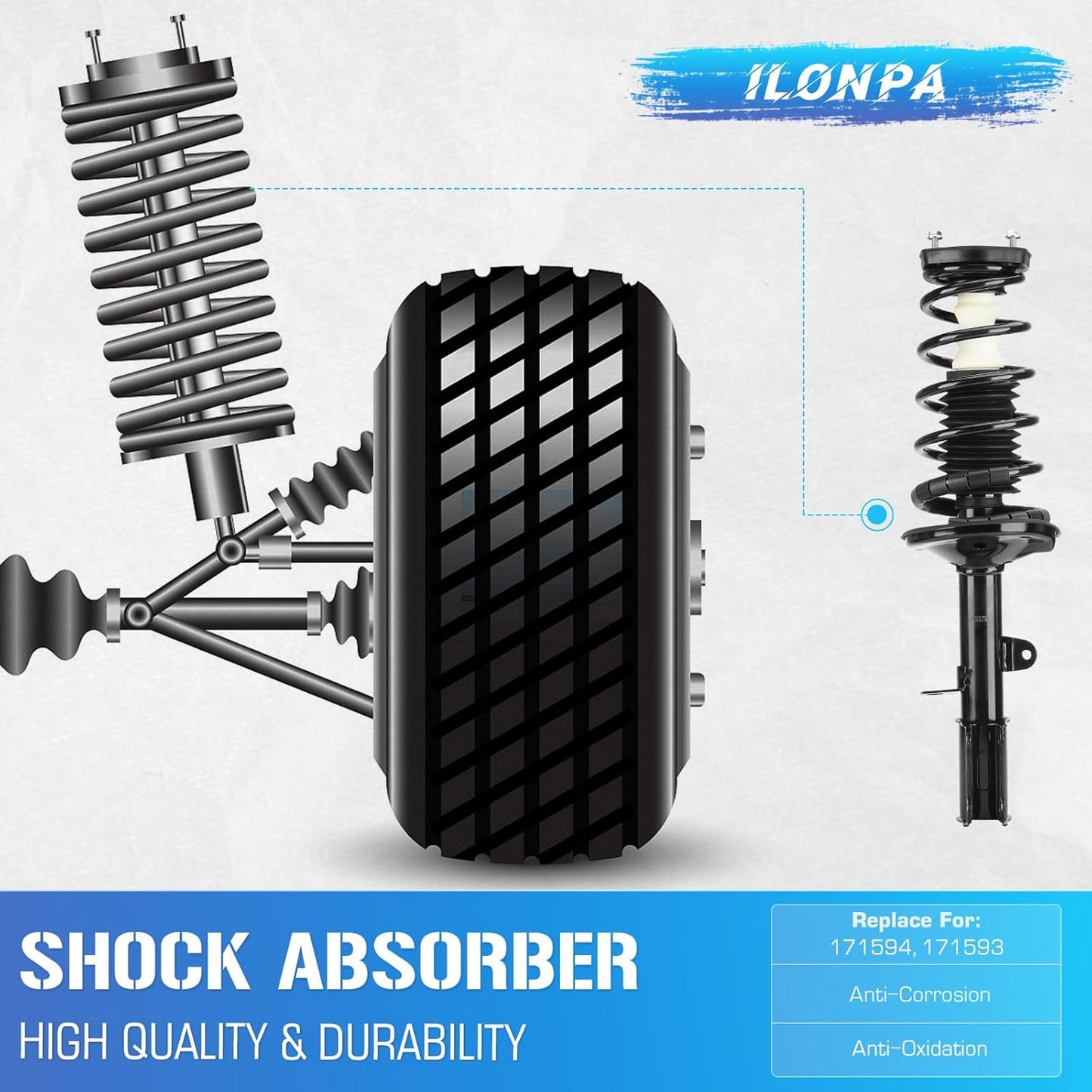 171954 171953 Rear Struts Shocks Suspensions w/Coil Springs for 1998-2002 Chevrolet Prizm / 1993-1997 GEO Prizm / 1993-2002 Toyota Corolla (Sedan), Absorber Assemblies 1994 1995 1996 1999 2000 2001