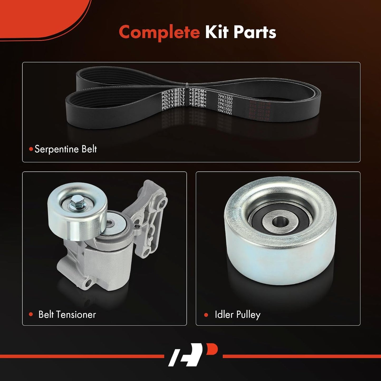 A-Premium Engine Serpentine Belt Drive Kit with Tensioner & Idler Compatible with Toyota Camry 12-17, RAV4 06-12, Highlander 08-16, Sienna 11-16, Venza 09-15 & Lexus ES350 13-18, IS250 06-10, RX350