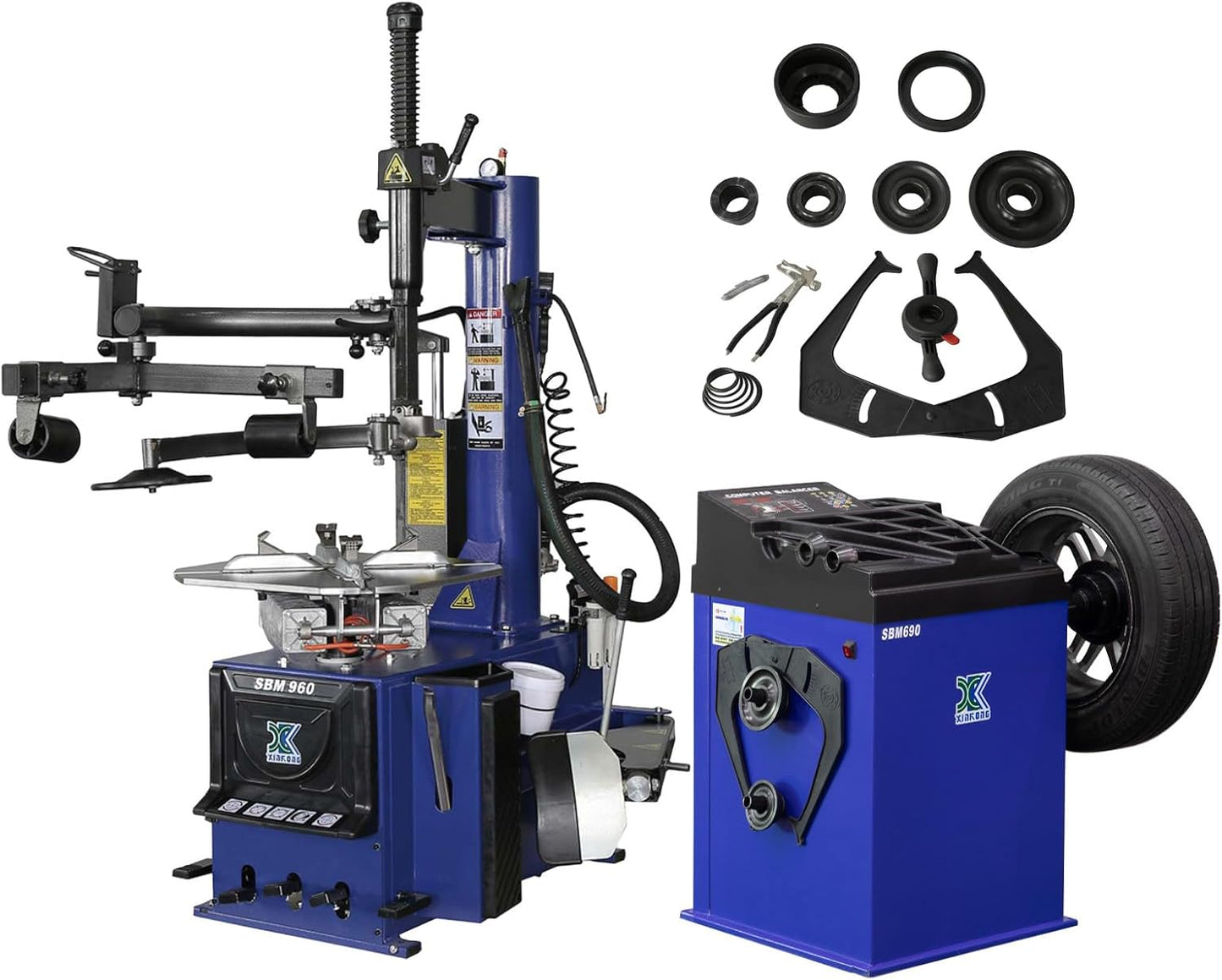 XK New Model 988 Tire Changer Tire Machine Wheel Changers Combo 690 Balancer Rim Clamp with 36 Month Part Replacements 110V