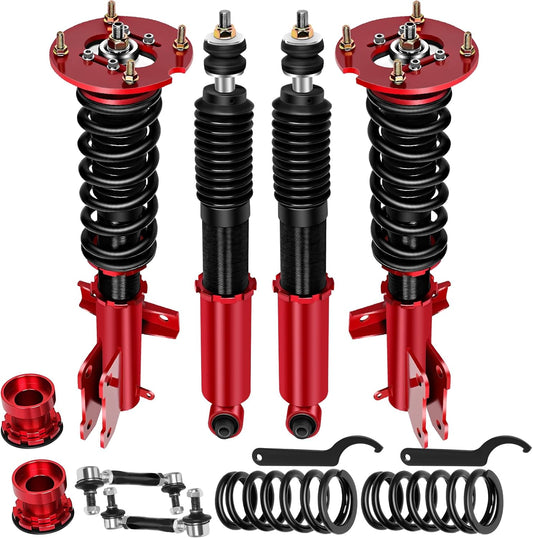 Adjustable Coilover Struts Fit for Ford for Mustang 2005-2014 Replace Coilover Struts Shock Struts Kits Assembly(Red)