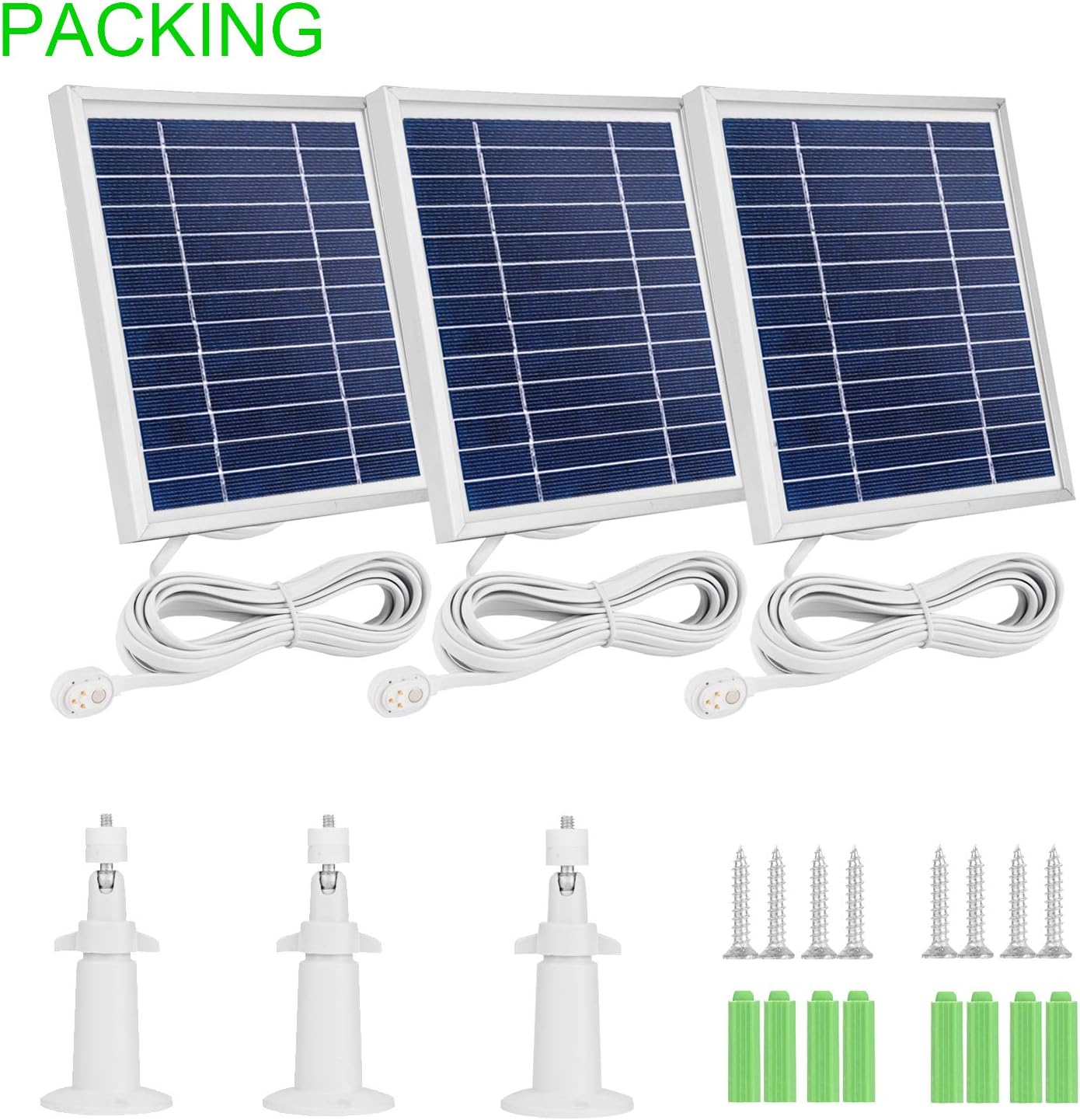 Uogw 3 Pack Solar Panel Charger Compatible with Arlo Pro 4/Arlo Pro 3/Arlo Pro 5S 2K/Arlo Ultra 2/Arlo Ultra/Go 2,with 11.5ft Waterproof Magnetic Charging Cable,Adjustable Mount(NOT for Arlo ES)