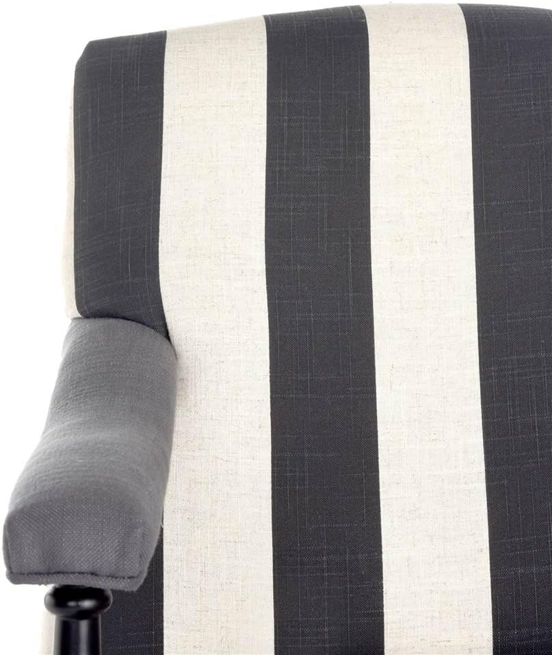 Safavieh Mercer Collection Devona Black and White Stripe with Silver Nailheads Arm Chair