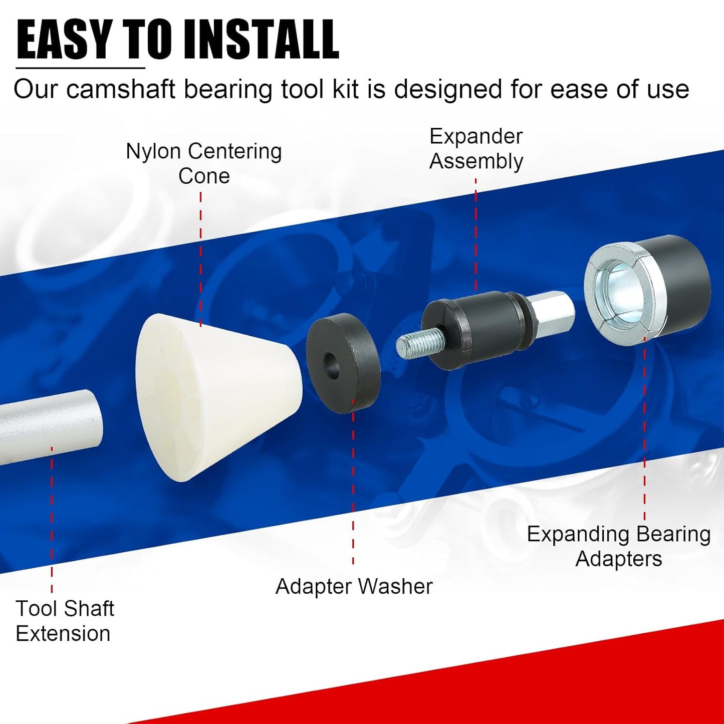 Cam Bearing Removal and Installation Tool Set, Camshaft Bearing Ranging from 1-1/8" to 2-2/3" for Most Domestic and Import Vehicle Trucks, Bearing Installation Tool