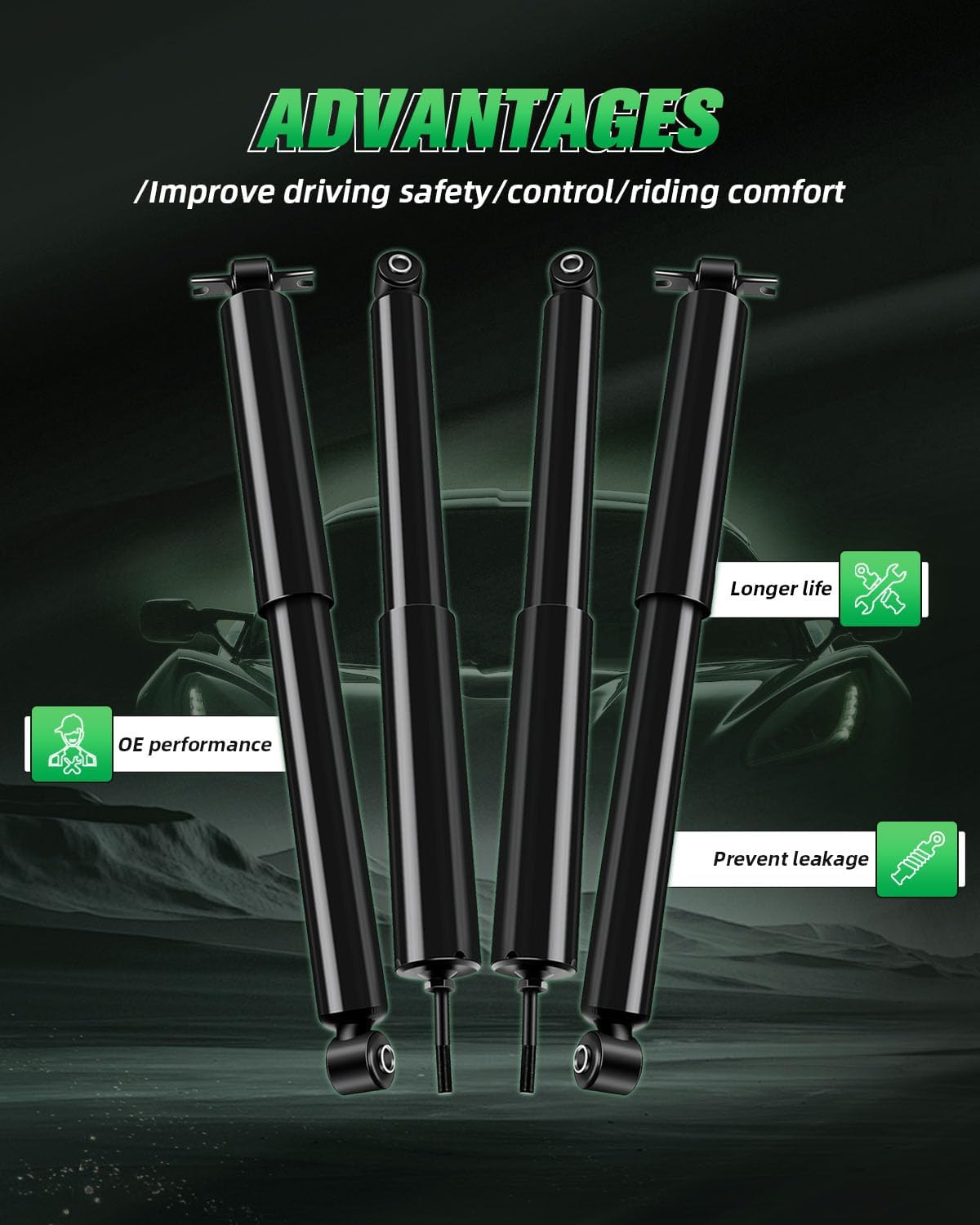 Shocks Absorbers,SCITOO Front Rear Gas Struts Shock Absorber Fit for 2007 2008 2009 2010 for Jeep Wrangler 349071 37285 349069 37287 Set of 4