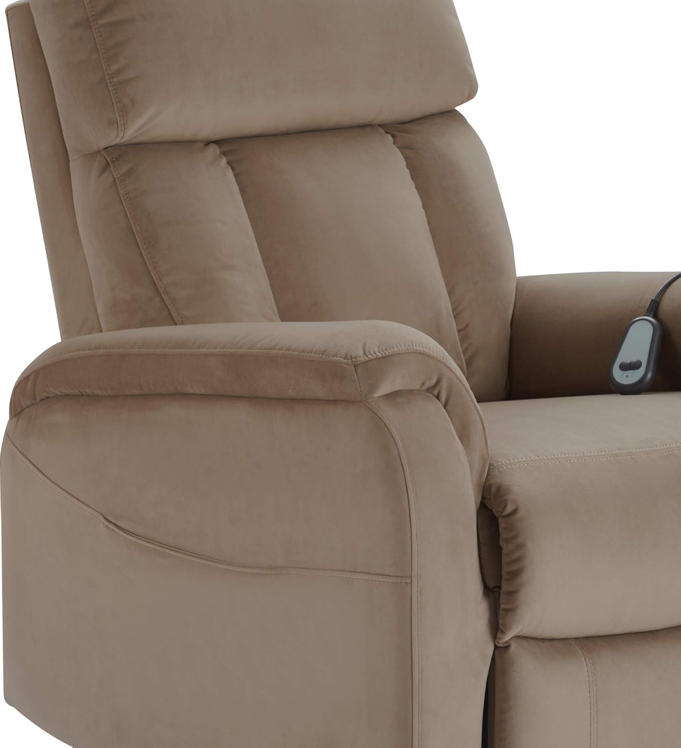 ClickDecor Samson Power Lift Recliner Sofa for Elderly Heavy Duty Motorized Living Room Chair with Side Pockets, Remote Control, Taupe