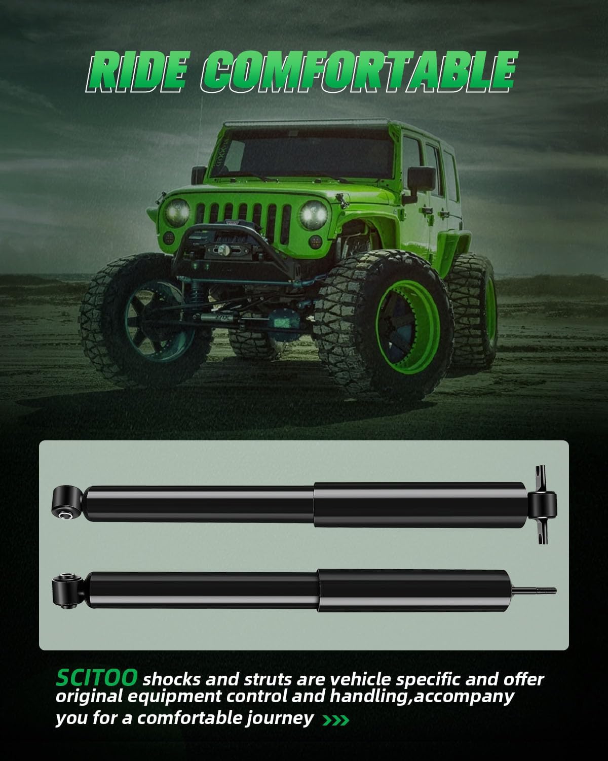 Shocks Absorbers,SCITOO Front Rear Gas Struts Shock Absorber Fit for 2007 2008 2009 2010 for Jeep Wrangler 349071 37285 349069 37287 Set of 4