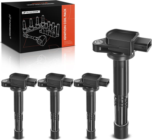 A-Premium Ignition Coil Pack Set of 4 Compatible with Honda Accord 2.4L 203-2007 Civic 2.0L 2002-2011 Acura CSX 2006-2011 RSX 2002-2006 2.0L