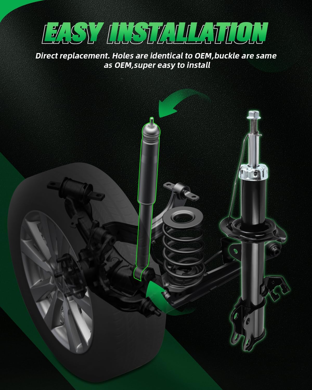 SCITOO Front Pair Shock Absorbers Struts Compatible with 2012-2019 for Nissan for Versa, 2014-2019 for Nissan for Versa Note, Replace 332152 71059 332153 71060 Automotive Shocks