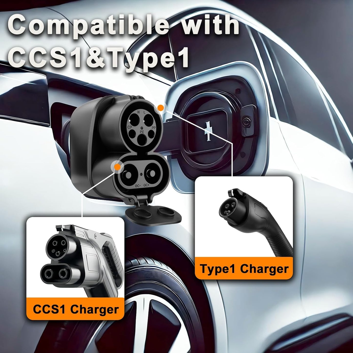 CCS1 to CCS2 Adapter AC DC 1000V 400A CCS1 Charger to CCS2 EVs Type1 to Type2 Charging Connector for Electric Vehicle Car Charging