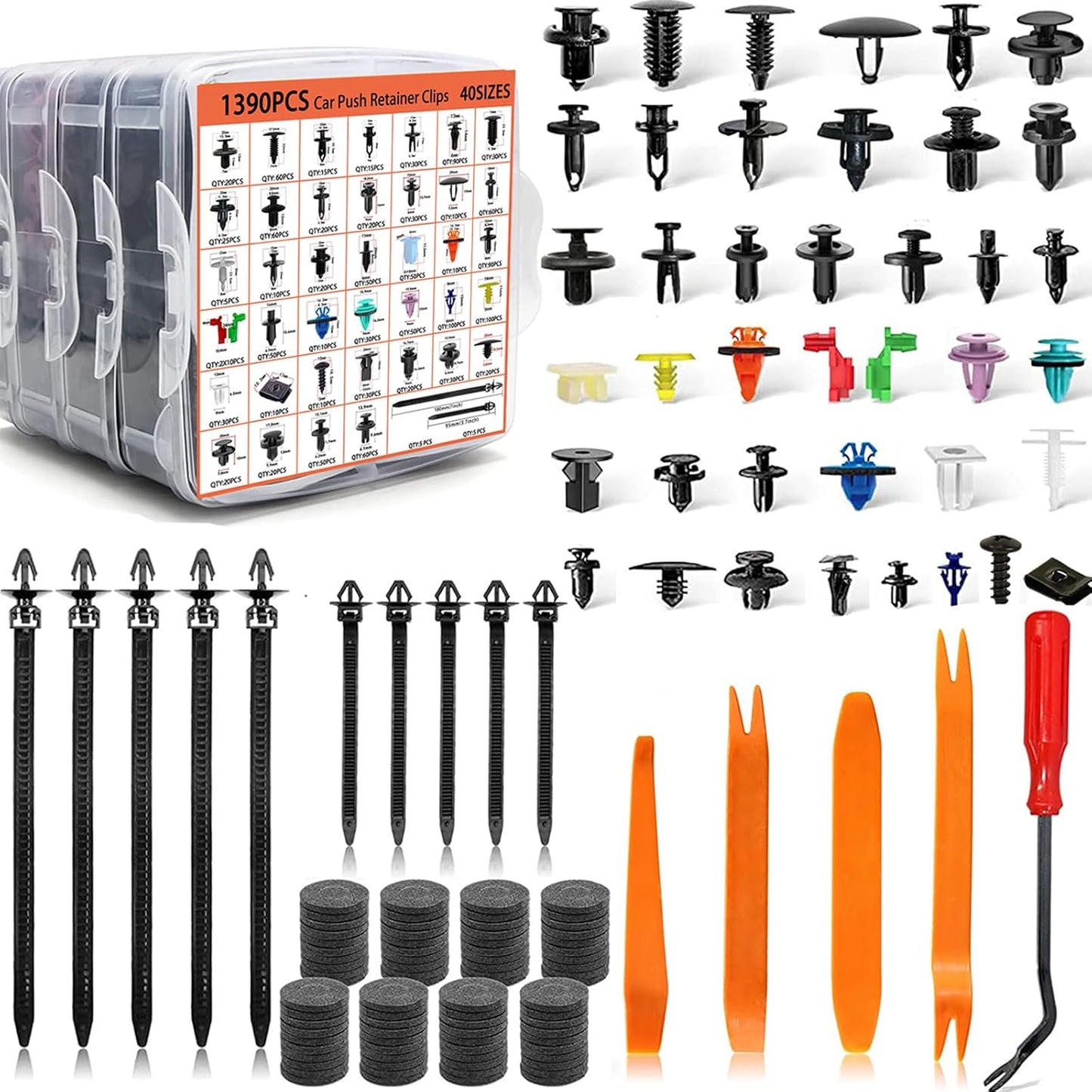 1970Pcs Automotive Push Retainer Clips Body Fasteners Clips 52 Most Popular Sizes Plastic Fasteners Kit Fender Rivet Clips Nylon Auto Push Pin Rivets for Toyota Ford Honda Fits Most Vehicle Brands
