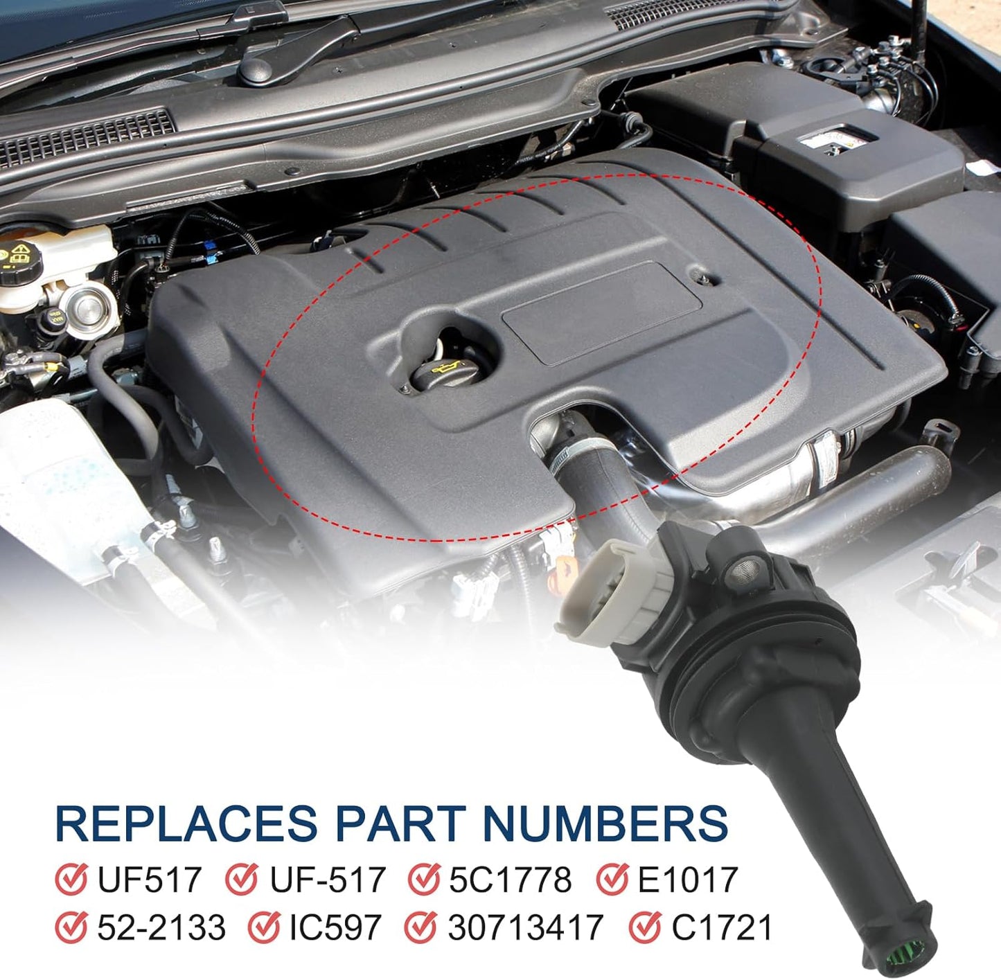 Set of 5 Ignition Coil Pack Compatible with Volvo C30 C70 S40 S60 V50 V70 XC70 L5 2.4L 2.5T Replace# UF517, 5C1778, E1017, 52-2133, IC597, 30713417, C1721