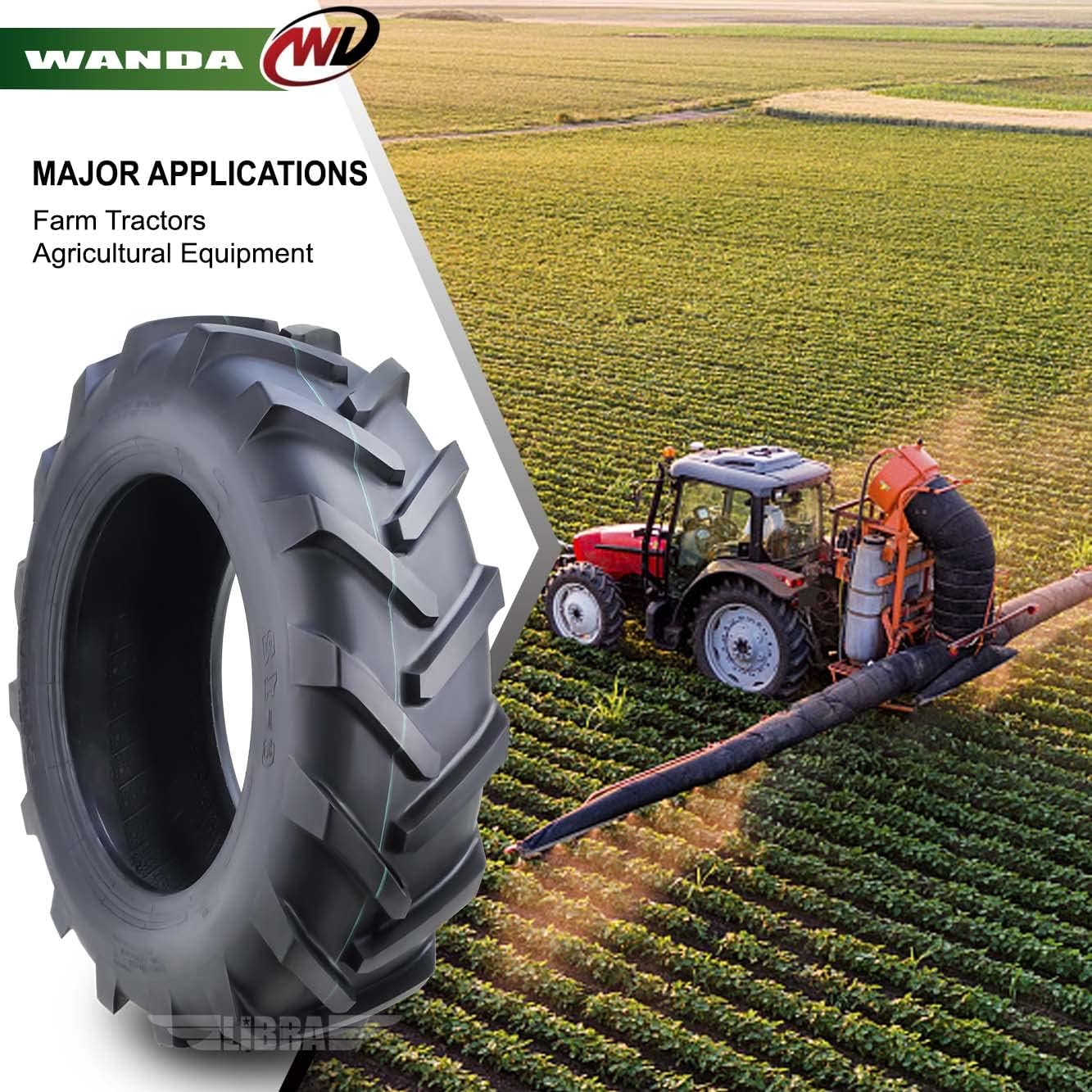 WANDA 6.00-12 Agricultural Farm Tractor Tire R-1 Pattern 6 Ply-Set 2-16014