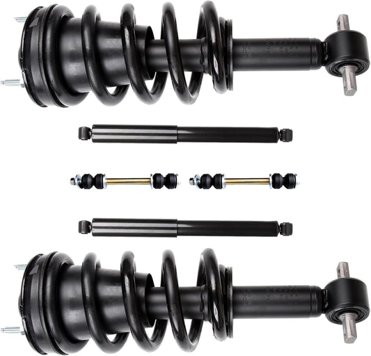 SCITOO Struts Shock suspension kit for 2007-2013 for Chevrolet Silverado 1500 2007-2013 for GMC Sierra 1500 Front Strut Spring Assembly Rear shock absorber Stabilizer Bar Link 6 Pcs,139105